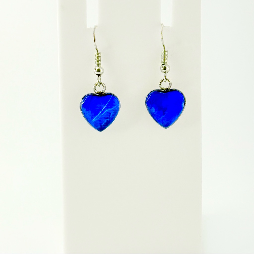 Vibrant Blue Heart Drop Earrings 20$